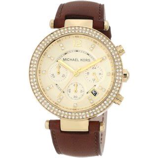 michael kors uhr leder|Michael Kors leather strap watch.